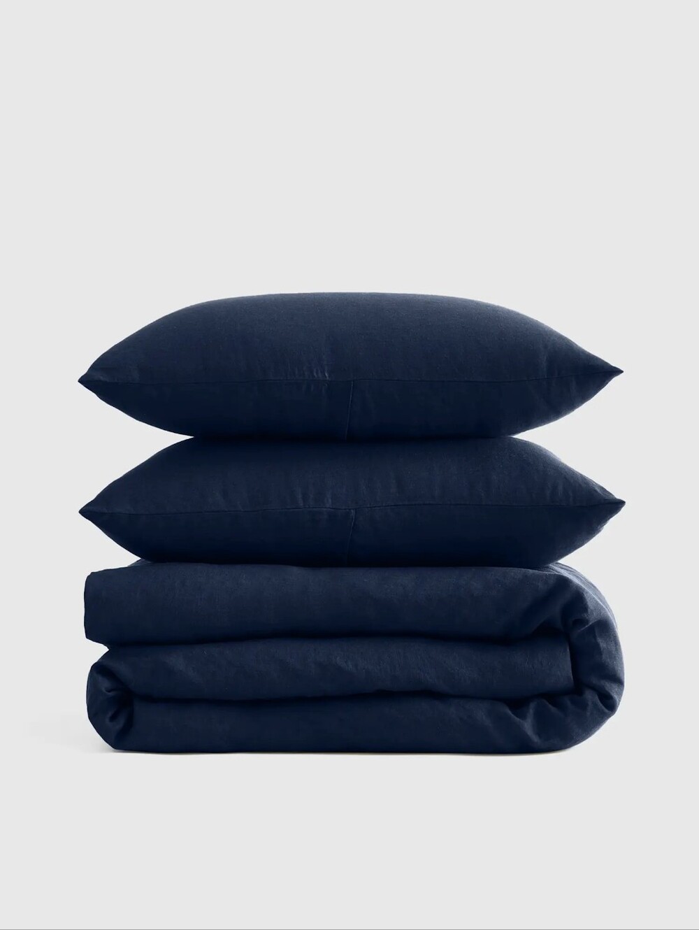Quince European Linen  Duvet And Sham Set Full /queen Navy NWT